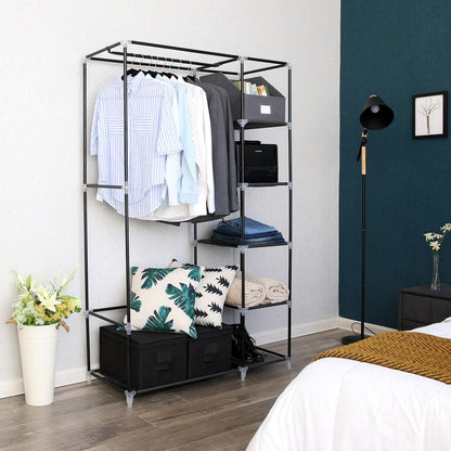 SONGMICS 43 Inch Portable Clothes Closet Wardrobe with Non-Woven Fabric and Hanging Rod Quick and Easy to Assemble Gray ULSF007G