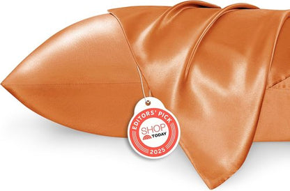 Bedsure Satin Pillowcase - Luxurious Silk-Like Feel | Standard Size 20x26 Inches, Orange, 2-Pack