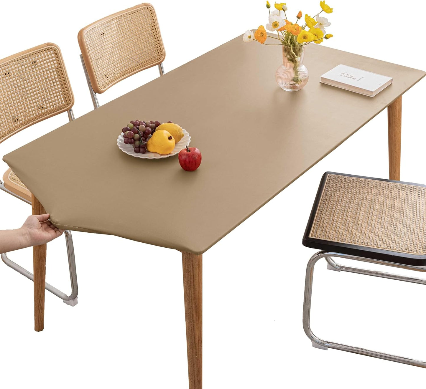 28 47 Inch Coffee,28"x47") PU Stretch Fitted Rectangle Tablecloth with Elastic Edge x Waterproof Oil Proof Table Cloth
