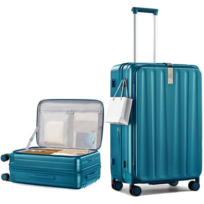Hanke 26 Inch Expandable Luggage Top Opening Checked Bag Luggage Hard Shell Suitcases with Wheels Lightweight Travel Luggage Heavy Duty Luggage Suitcase with Lock for Woman Men-Caribbean Blue