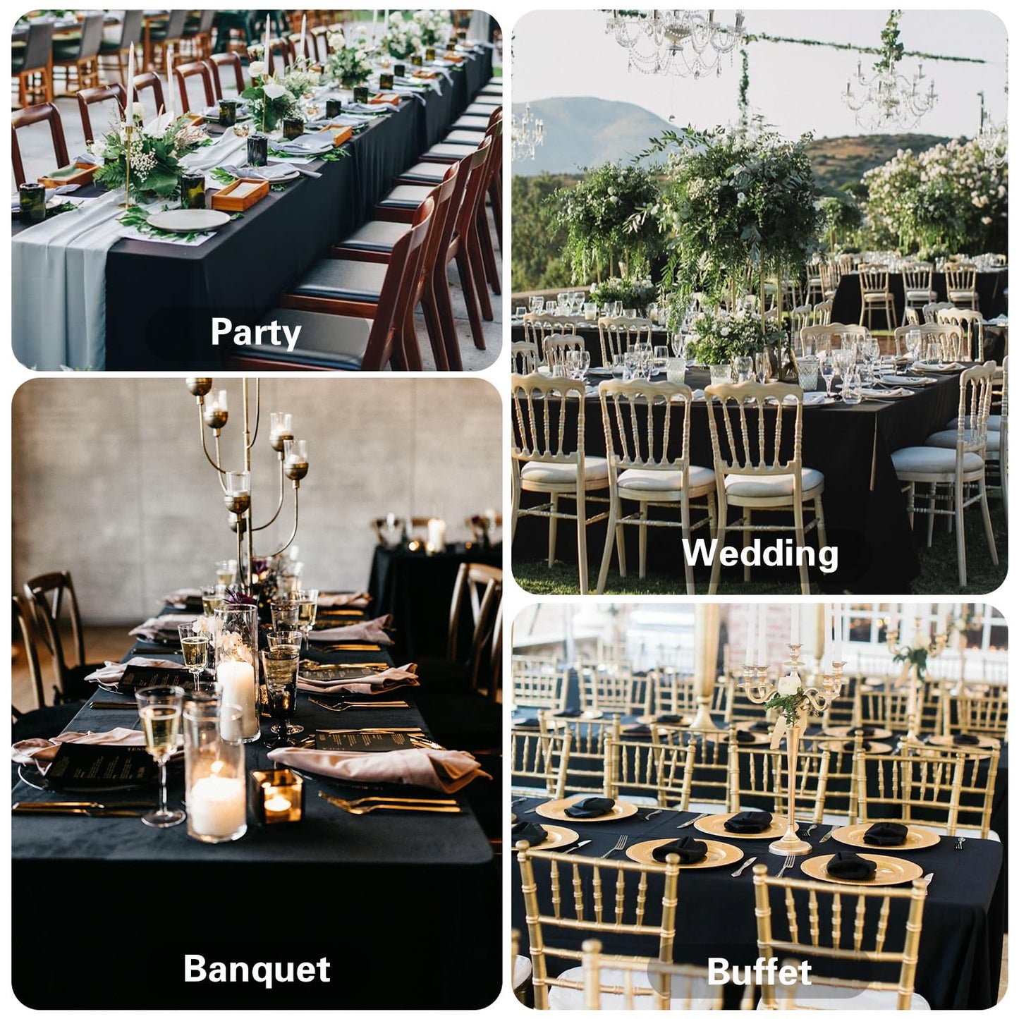 Mclisle 8 Pack Black Tablecloths 60 x 126 Inch Table Cloths for 8 Foot Rectangle Tables, Wrinkle Resistant Washable Polyester Fabric Rectangular Tablecloth for Buffet, Wedding, Party, Banquet