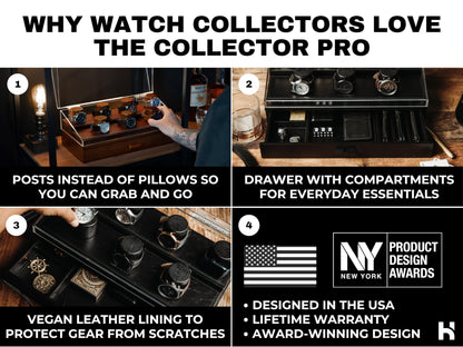 Premium 7 Slot Watch Box for Men - Large Wooden Watch Display Case with Hinged Cover, Leather Lining & Drawer - Watch Holder Organizer Stand - Handcrafted Luxury Birthday Gift for Men