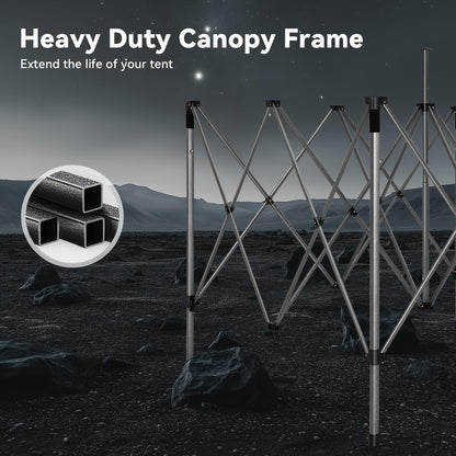 COBIZI 10x15 Pop up Canopy Tent Heavy Duty, Easy Set-up Commercial Outdoor Party Tent, 100% Waterproof Wedding Tents Gazebo, 3 Height Adjustable with Wheeled Bag, Black