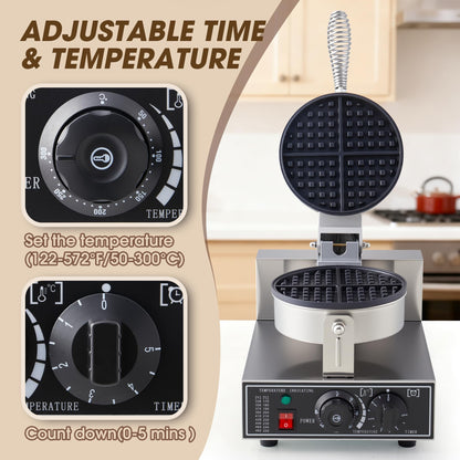 YODHOSA Commercial Waffle Maker, 1200W Waffle Iron, Professional Rotatable Waffle Baker Machine with Temp and Time Control, Non-Stick Baking Pan Stainless Steel for Restaurant Bakeries Kitchen Home