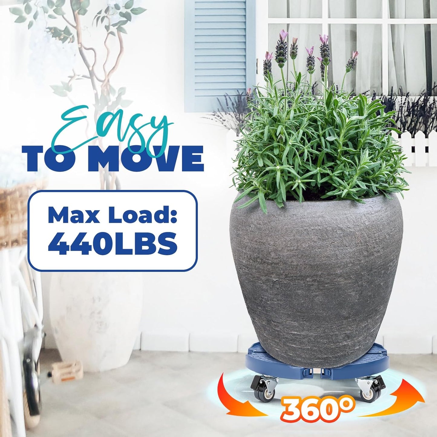 440lbs 15-21 Idzo Heavy Duty Trolley Large Plant Pots Planters Caddies with Wheels Capacity, Plant Stand Adjustable