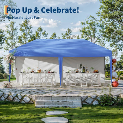 10x20 ft Pop Up Canopy Tent with Removable Sidewalls, Waterproof & UV-Resistant Outdoor Shelter, Portable Roller Bag, 3 Adjustable Heights, 6 Sandbags, and Easy Setup for Camping, Events, and Backyard