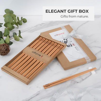 Elihome Premium Wood Fiber Chopsticks, Dishwasher Safe, Heat Resistant, Reusable Japanese Chinese Chopsticks, 26cm/10.25inch, Natural, 10 Pair