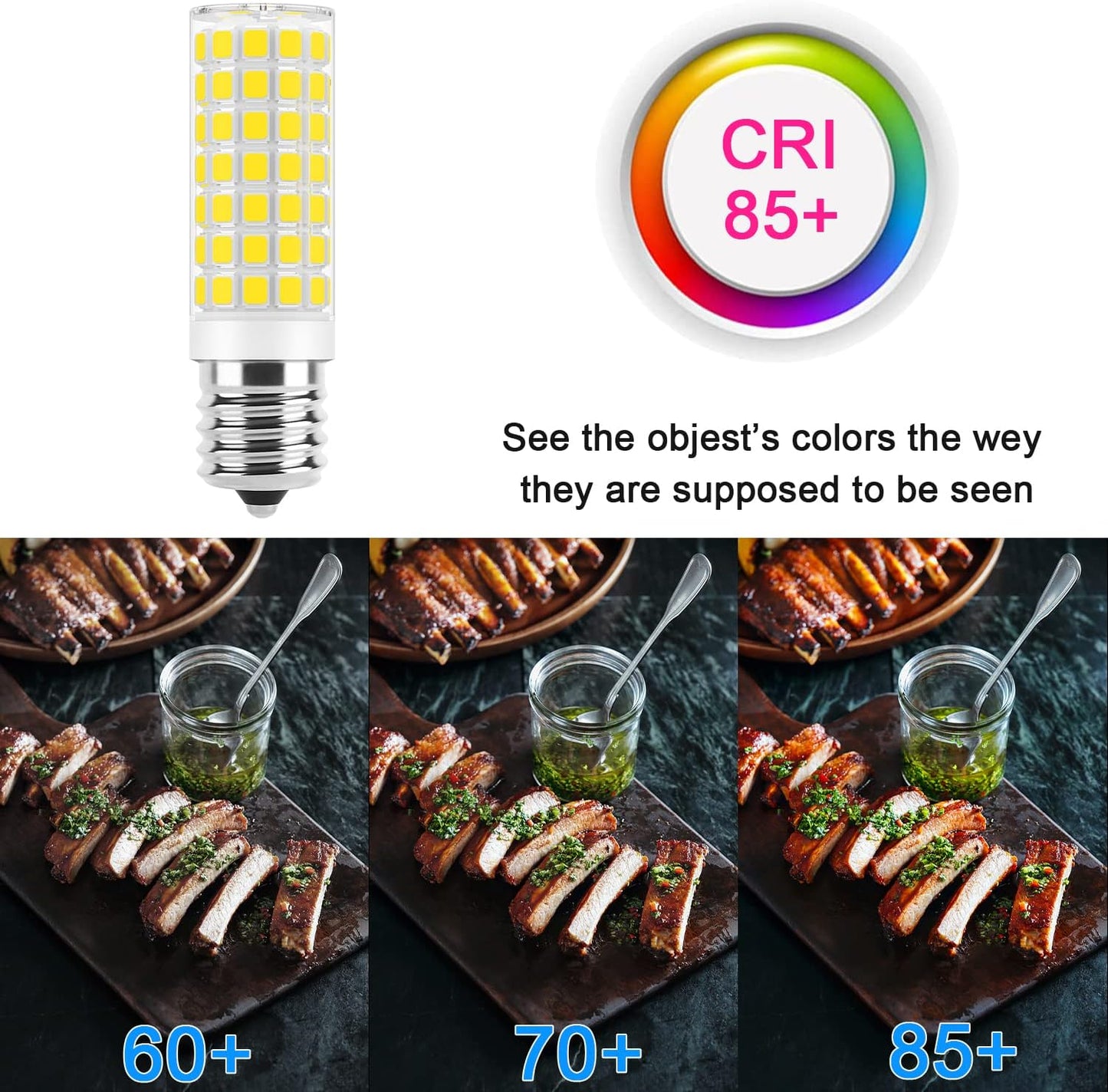 E17 LED Bulb Dimmable, 7W Microwave Oven Bulbs, 120V 60W Equivalent, Natural White 4000K, 2 Pack for Whirlpool Maytag