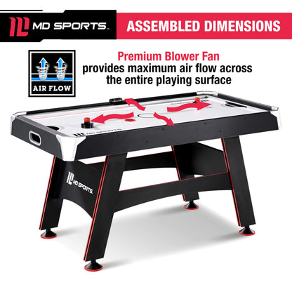 MD Sports 5 Ft. Air Hockey Table with Electronic Scorer and Pusher and Puck Set