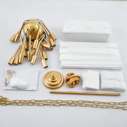 Aol furin 18-Light Gold Sputnik Chandeliers, 41" Starburst Firework Pendant Light fixtures, Mid-Century Modern Satellite Ceiling Lights for Dining Room, Kitchen, Bedroom, Living Room, E12