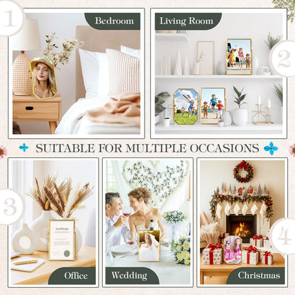 Amyhill 2 Pcs Glass Pressed Flower Frame with Dried Pressed Flowers, Brass Double Glass Photo Frame Includes 72 Pcs Real Dried Flowers, 65 Piece Butterfly Stickers and Tweezer for Handicrafts