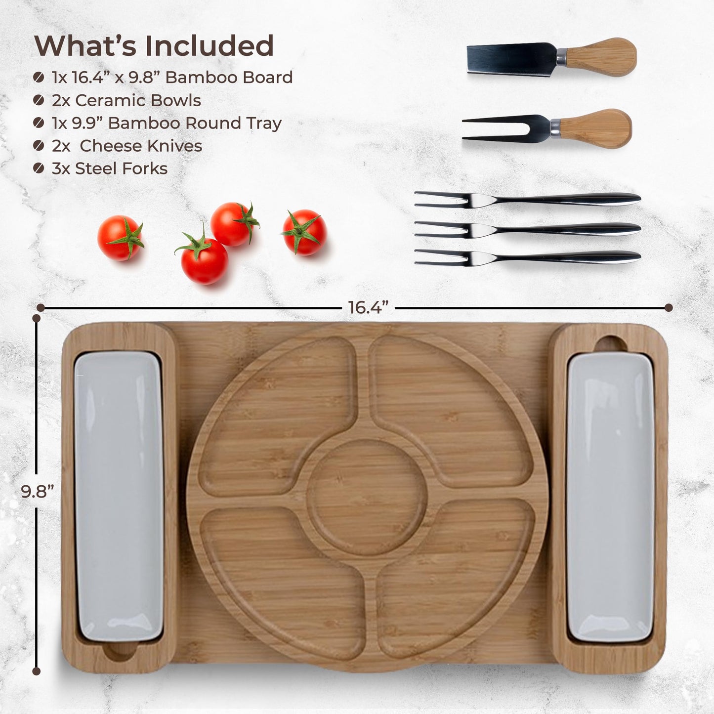 Charcuterie Boards - Large Bamboo Cheese Board Gift Set with Serving Tray, Knives & Bowls for Meat, Cheese & Crackers - House Warming Gifts New Home, Wedding Gift for Couple, Birthday Gifts for Women