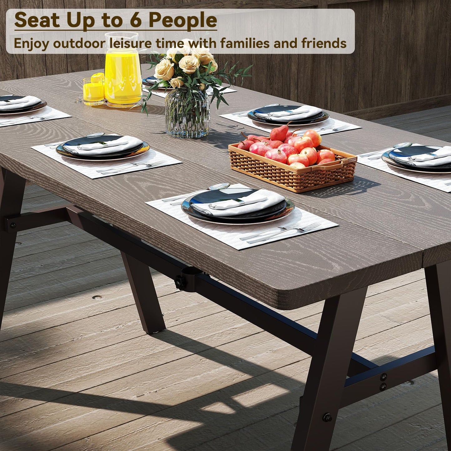 Giantex 3-Pieces Outdoor Picnic Table Set for 6 People, Rustproof Patio Dining Furniture Set with 1.93" Umbrella Hole, 800lbs Capacity Bench, 59" Camping Table for Porch Deck Yard Garden Lawn