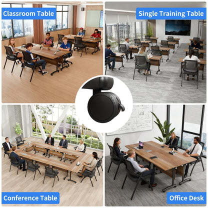 JNMDLAKO Conference Room Table,Modular Large Folding Conference Table with Wheels,Flip-Top Mobile Training Tables for Office Meeting Classroom Seminar (6, White Walnut, 63in)