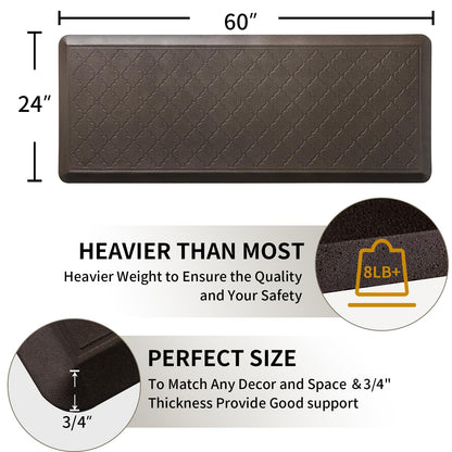 24 x 60 Inch Extra Support Anti Fatigue Comfort Kitchen Mat, Waterproof Long Kitchen Runner, Non-Slip Standing Desk Mat, Commercial Pads for Offices, Home, Garages (Barcelona Brown, 24'' x 60'')