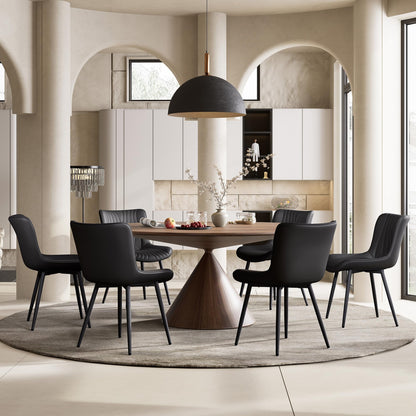 YOUTASTE Black Dining Chairs Set of 2 Mid Century Modern Kitchen&Dining Room Chairs Armless Upholstered Faux Leather Accent Chairs with Back Metal Vanity Lounge Side Chair for Living Room Bedroom