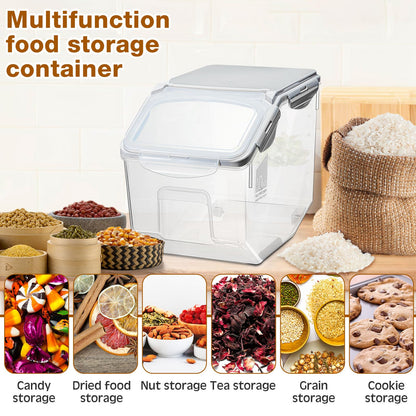Umigy 4 Pack Rice Storage Container Flour Storage Bin with Wheels White Plastic Airtight Lid Boxes for Dog Pet Food Cereal Grain Dry Food (10 Liter / 20 lbs)