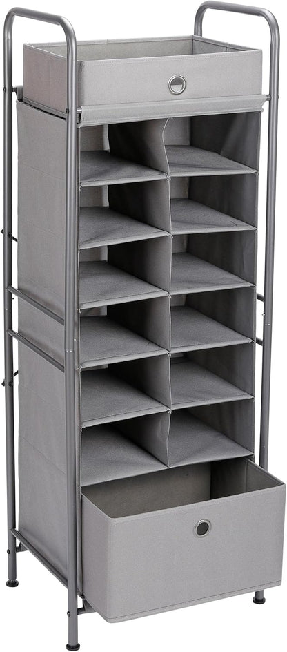 BIRDROCK HOME 12 Cubby Vertical Shoe Rack Organizer - Sturdy Metal Frame for Small Space Bedroom & Closet