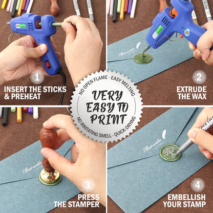 Wax Seal Kits, Wasole 40Pcs Silver Sealing Wax Sticks with Glue Gun + 2Pcs Wax Seal Pens for Wax Seal Stamp, Great for Wedding Invitations, Birthday Cards, Envelopes, Gift Wrapping