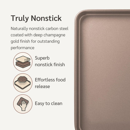 HAPPIELS Nonstick Baking Sheet Set of 2 | PFOA & BPA Free Non Toxic Carbon Steel Cookie Sheets | Best Non Stick Oven Cooking Pans & Half Sheet Pan | Best Nontoxic Baking Trays 18 Inch