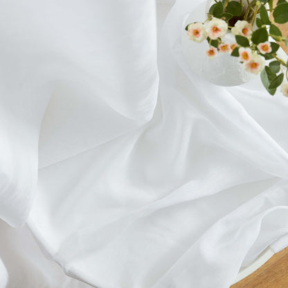 HLC.ME Sheer White Curtains, 2 Panels Semi Sheer Voile Window Drapes, 54" W x 95" L