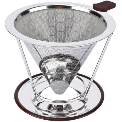 Pour Over Coffee Dripper, Pour-over Filters with 800 Mesh Steel Mesh Optimize Extraction For Rich Coffee Flavor, Stainless Steel Filter, Paperless Pour-over