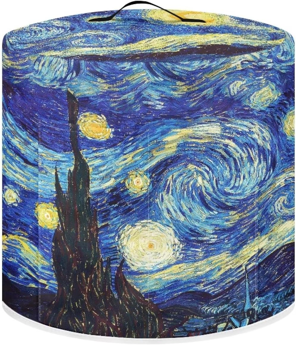 Van Gogh Starry Night Air Fryer Cover - Insulated Dust Protection with Storage Pockets & Top Handle for Women Gift