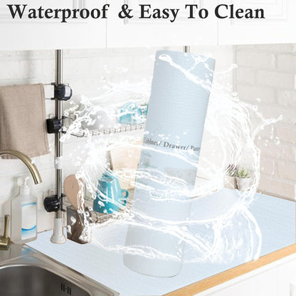 Shelf Liners 16 Inch Wide x 20 Ft, Non-Slip Waterproof Kitchen Cabinet Drawer Liners, Strong Grip Bathroom Mat