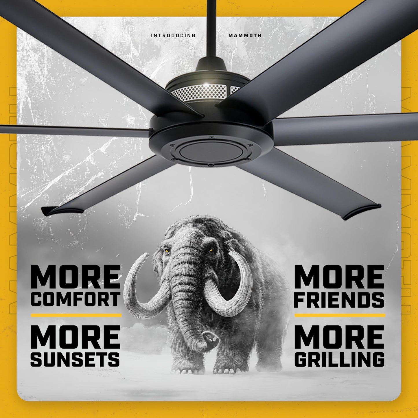 Big Ass Fans Mammoth 84" Outdoor Ceiling Fan w LED Light – Silver Finish – Smart Wi-Fi Fan w Remote & Voice Control – Wet Rated Quiet Patio Fan – 15,683 CFM – Modern Industrial Look – 3 Yr Warranty
