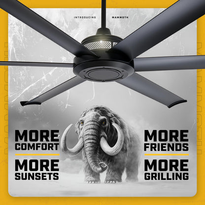 Big Ass Fans Mammoth 84" Outdoor Ceiling Fan w LED Light – Silver Finish – Smart Wi-Fi Fan w Remote & Voice Control – Wet Rated Quiet Patio Fan – 15,683 CFM – Modern Industrial Look – 3 Yr Warranty