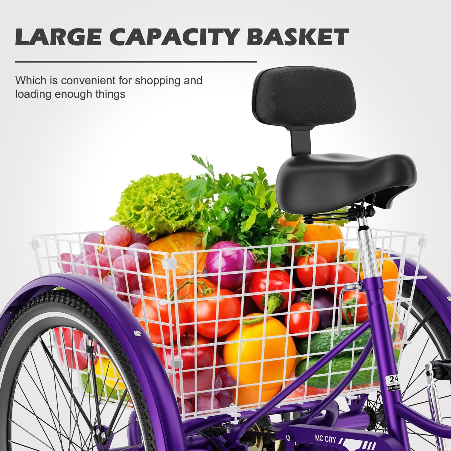EOYOBIKE Adult Tricycle 3-Wheel Cruiser Bike, Low Step-Through, Heavy-Duty Comfort Trike with Adjustable Handlebar & Spring Saddle, Large Rear Basket, for Seniors & Adults (Orchid Rose, 26" Tire)