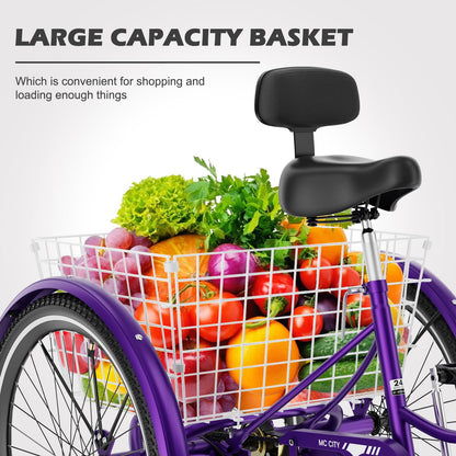 ABORON Adults Tricycle, 3 Wheels Bike for Adult, Tricycle for Adults, Double-Wall Wheel Rims, Tricycle for Women Men Exercise Outdoor Sports