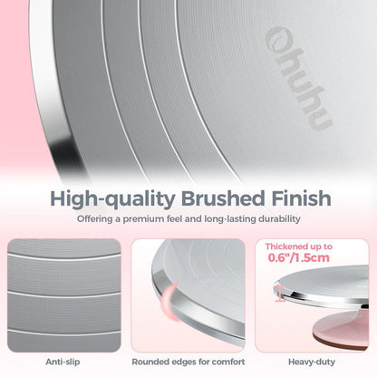 Ohuhu Cake Turntable, Aluminium 12'' Cake Decorating Kit Supplies Rotating Stand Revolving Spinner with 2 Icing Spatula 3 Comb Smoother Perfect Gifts