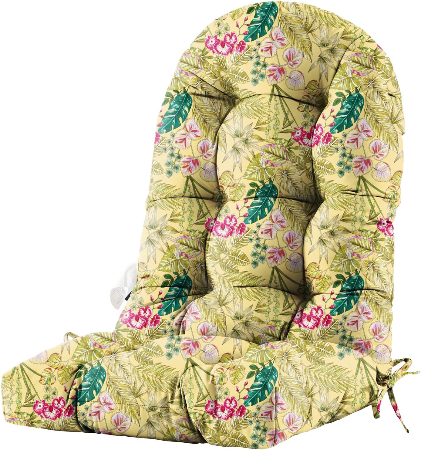 Floral High-Back Seat Cushion - Waterproof Outdoor Adirondack Chair Cushion for Patio Furniture with Tie, Vibrant