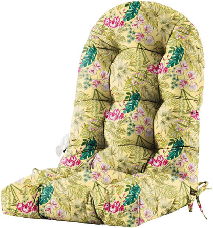Floral High-Back Seat Cushion - Waterproof Outdoor Adirondack Chair Cushion for Patio Furniture with Tie, Vibrant