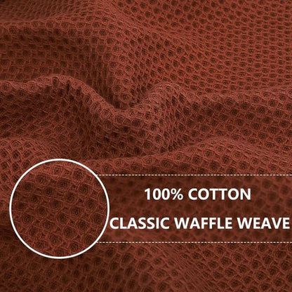 Homaxy Kitchen Dish Towels - Ultra Soft 100% Cotton Waffle Weave | Quick Drying, 13 x 28 Inches, 4-Pack, Rust
