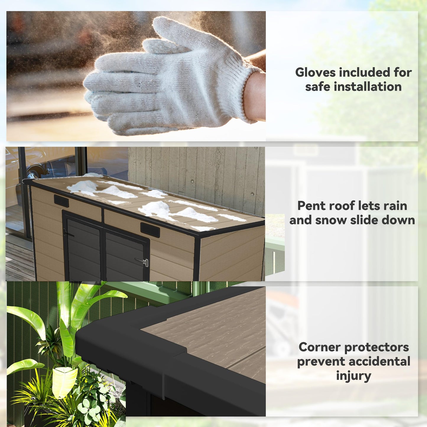 Outsunny 8' x 4' Outdoor Storage Shed, Waterproof Resin Plastic Shed with Floor, Window, Lockable Door and Vents, All-Weather Garden Tool Shed for Backyard, Patio, Lawn, Brown