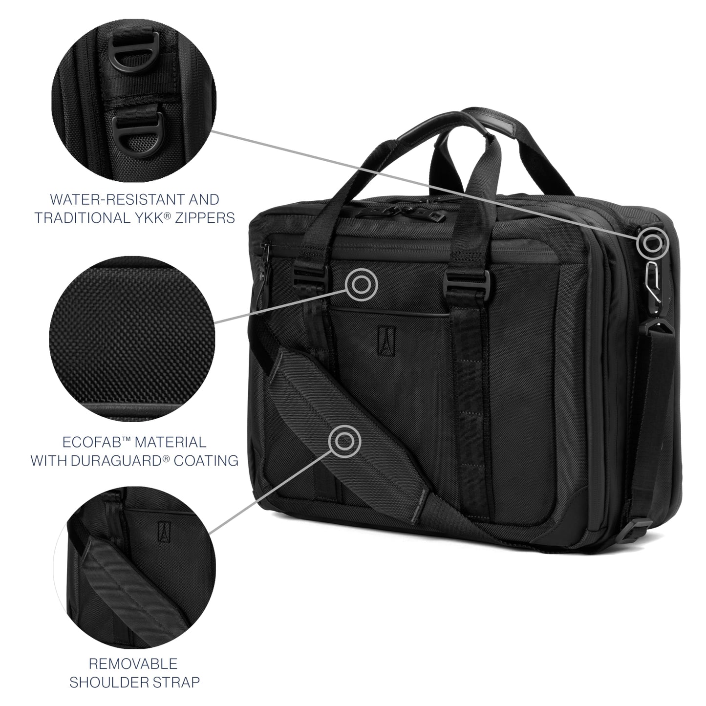 Travelpro Altitude Full Expansion Brief, Business Bag, 16 Inch Laptop, Work, Travel, Water Resistant, Men and Women, Jet Black