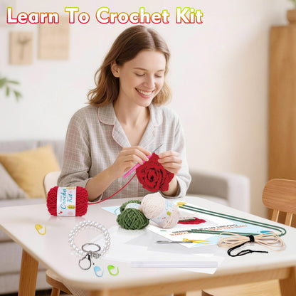 Alvian Handmade Crochet Rose Dumpling Fairy with Keychain - Flower Bouquet Beginners Crochet Kit for Valentine's Gifts, Birthday, Anniversary, Everlasting Rose Flower Craft Kit