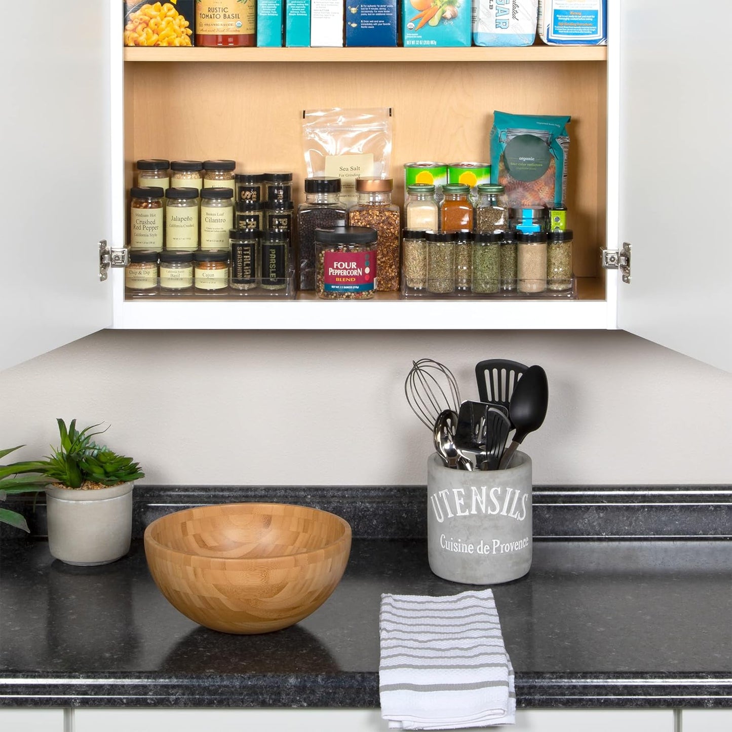 Richards 3 Tier Medicine Cabinet Organizer - Clear Plastic Makeup & Spice Rack for Bathroom Counter, 10" x 4" x 9"