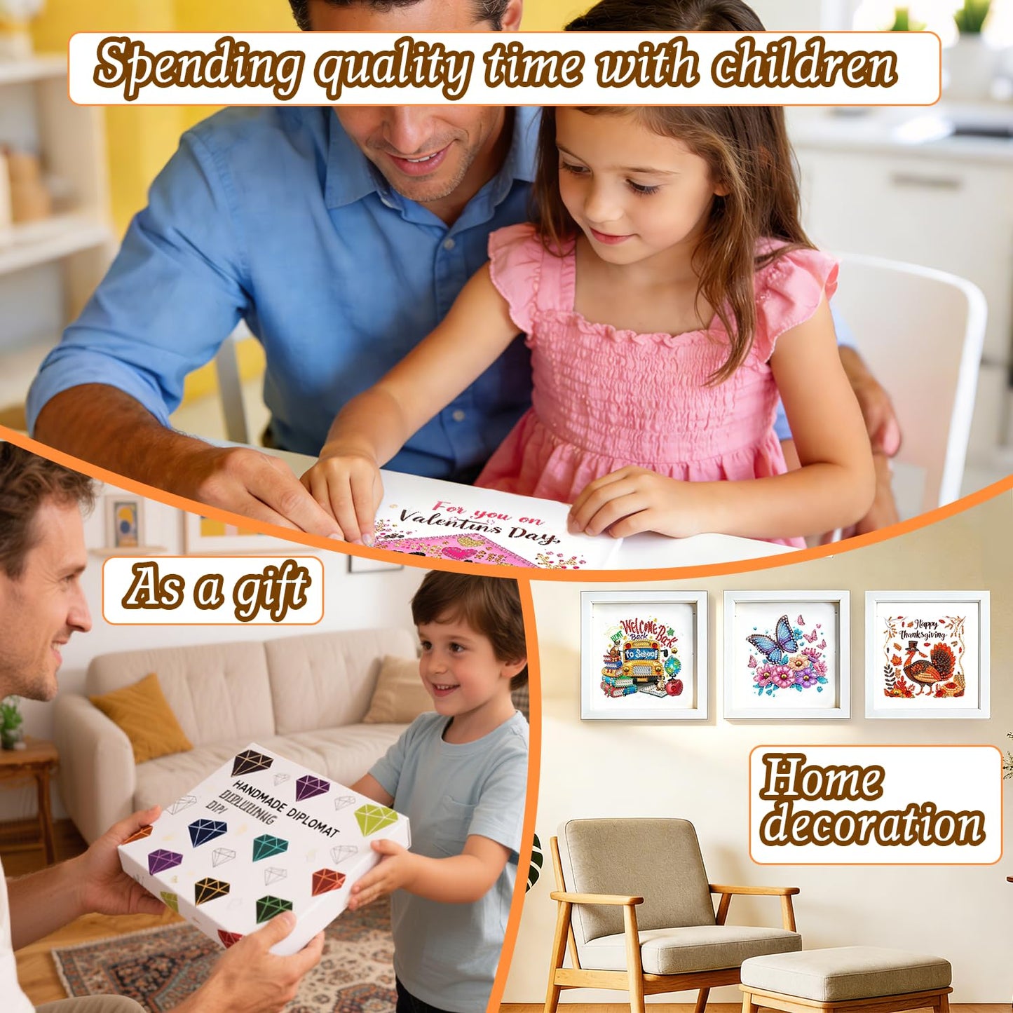 DOZEEZOP 12-Pack Interchangeable Diamond Art Kits for Adults Beginners Teens with Frame, Holiday & Seasonal 5D Diamond Paintings with Round Partial Drill, Home Decor DIY Craft Gift (7x7 Inch)