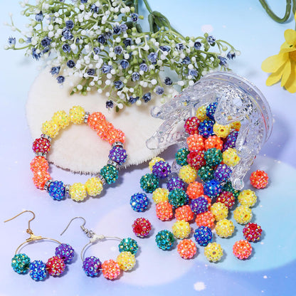 novani 240pcs 10mm Rainbow Rhinestone Beads for Jewelry Making, Resin & Clay Material, Round Shape, Loose Beads