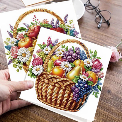 JISHSHAY 6 PCS Diamond Painting Greeting Cards Fruit Basket Diamond Art Birthday Cards with Envelopes Gem Art Mosaic Kits for Adults, for Anniversary Valentine Thank You Graduation All-Occasion