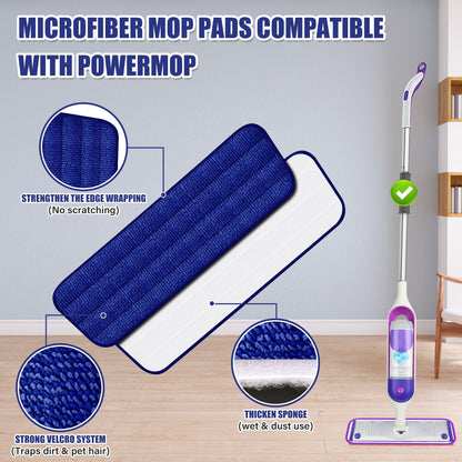 Microfiber Spray Mop for Floors Cleaning: Wet Dry Hardwood Floor Mops with 3 Washable Reusable Pads for Swiffer Powermop - Flat Mop with Sprayer for Tile Wood Laminate Vinyl Marble