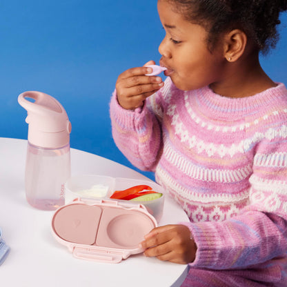 b.box Snack Box - Leakproof Mini Bento Box for Kids & Toddlers, 2 Compartment Snack Containers for Kids, Lunch Containers, Dishwasher Safe, BPA Free, PFAS Free, Ages 4m+, 1 3/4 Cup - Blush Crush