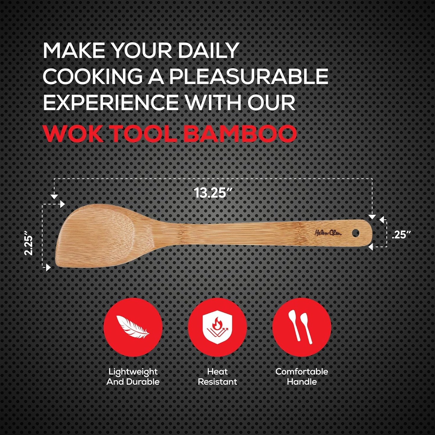 Helen’s Asian Kitchen Left-Handed Bamboo Stir Fry Spatula, 13-Inch Cooking Utensil