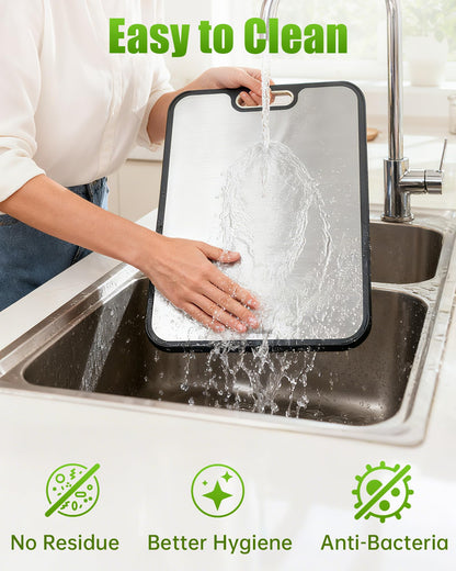Washour Titanium Cutting Boards for Kitchen, Non Toxic 2-in-1 Cutting Board Double Sided, Food Grade Chopping Boards for Fresh Meat Vegetable, Easy to Clean Large Size 16”×11”