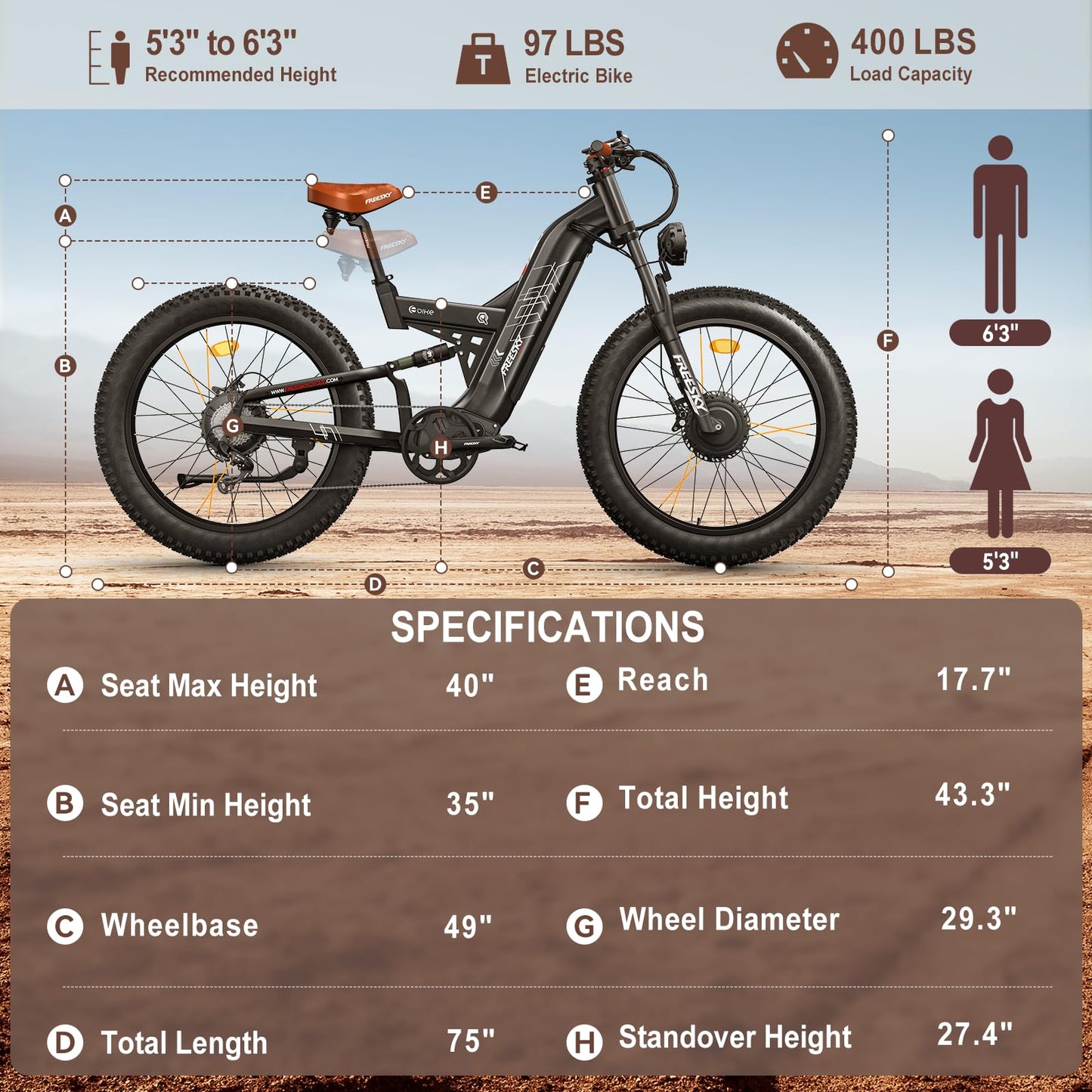 FREESKY 4000W Dual Motor Electric Bike for Adults, 40+MPH AWD Fast E-Bike, 48V 30AH Battery 120Miles Range, 26" Fat Tire Full Suspension Off-Road Mountain E Bike, Green Warrior