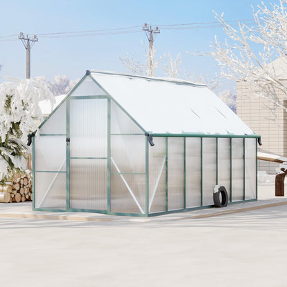 Polycarbonate Greenhouse for Outdoors, Large Walk-InGreenhouse with Quick Setup Structure and Roof Vent, Greenhouse with Ventilation