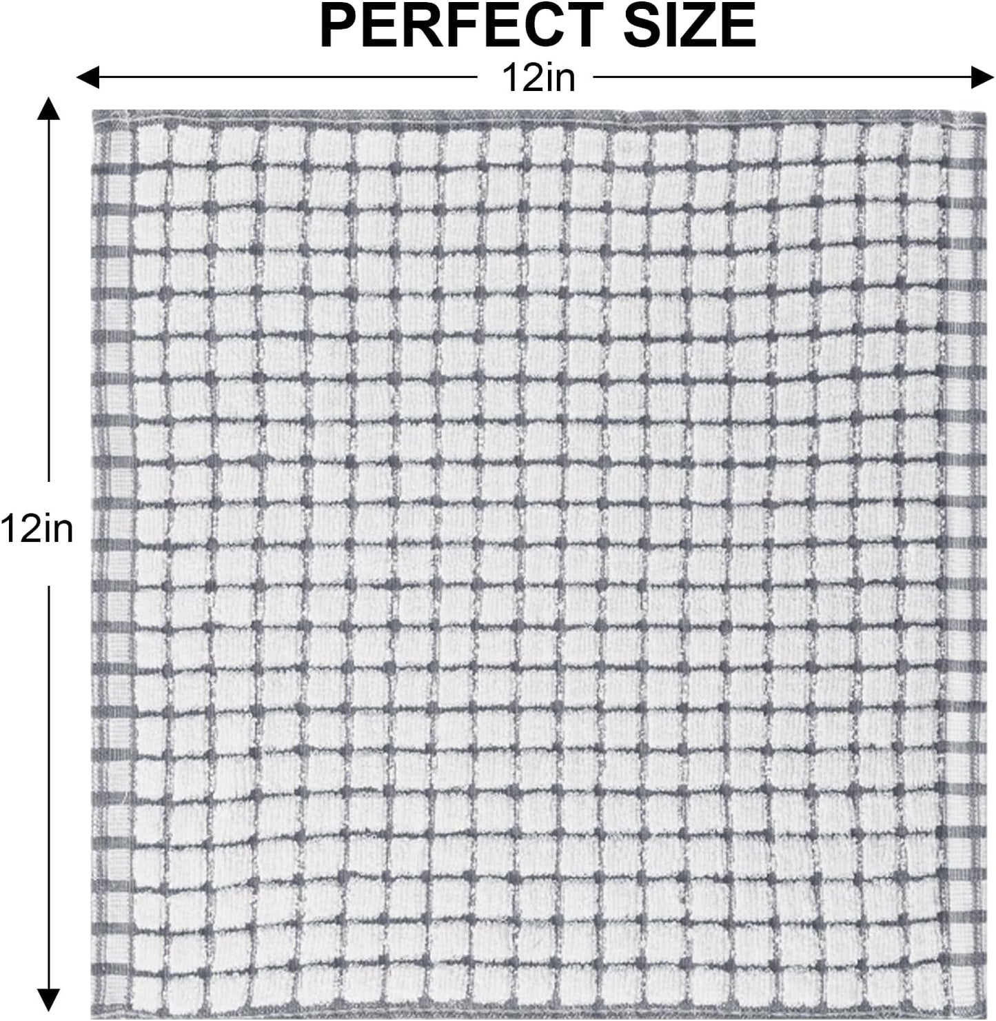 16 Pack 12 12 Inches Kitinjoy Cotton Terry Kitchen Dish Cloths, x Super Soft and Absorbent Dish Rags, Quick Drying Dish